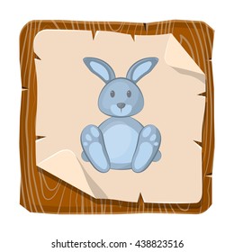 Cute blue rabbit colorful icon