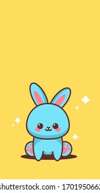 adorable conejo azul alegre conejo conejo de Pascua de Semana Santa crema vacaciones concepto de veraneo vertical tarjeta de saludo ilustración vectorial
