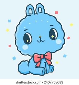 cute blue rabbit sitting  Vectors Illustrations