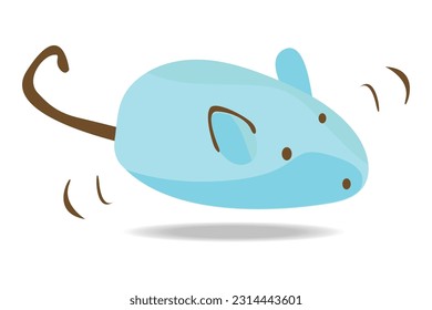 cute blue rat icon isolated on white background.