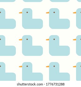 Cute blue retro ducks seamless pattern design on white background. Perfect for fabric, textile, kids fashion. Surface pattern design.