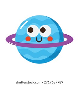 Ícone de espaço de desenho animado azul-anelado bonito, isolado no fundo transparente.