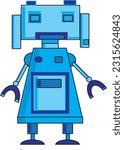 Cute Blue Robot Illustration Vector
