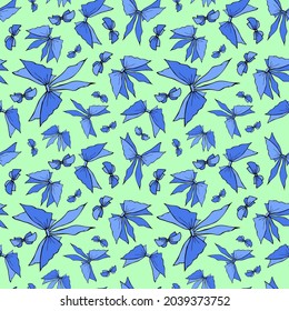 Cute azul romántico bowknots patrón sin fisuras. Bastante plana arcos abstractos e interminables textura para tela, textil, cosmética, paquete, papelería, papel envolvente, fondo. Alegre diseño de doodles festivos.