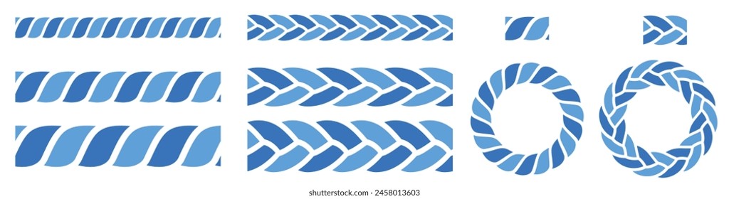 cute blue rope line seamless brush pattern