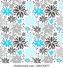 Cute blue seamless floral background