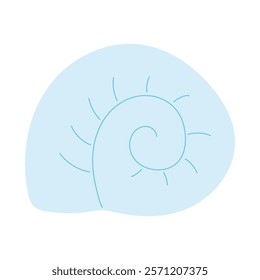 Cute blue seashell in simple flat style for summer poster or banner. 