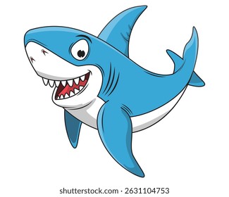 Cute Blue Shark Animal Cartoon Illustration