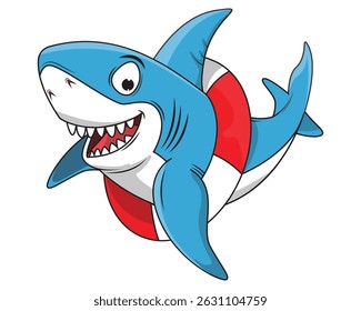 Cute Blue Shark Animal Cartoon Illustration