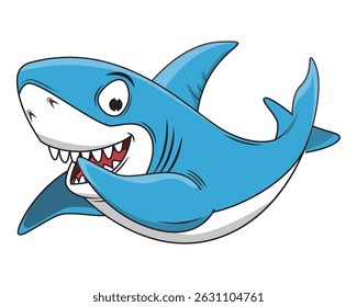Cute Blue Shark Animal Cartoon Illustration