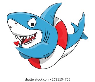 Cute Blue Shark Animal Cartoon Illustration