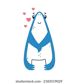 Cute Blue Shark as Sea Animal Feeling in Love Vector Illustration