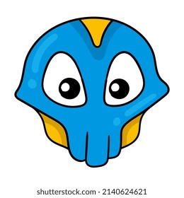 linda cabeza de cráneo azul, ilustración vectorial art. doodle icono imagen kawaii.