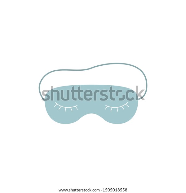 Cute blue sleeping mask with closed eyes\
and eyelashes. Sleep mask and night accessory for relaxation.\
Isolated flat cartoon vector\
illustration.