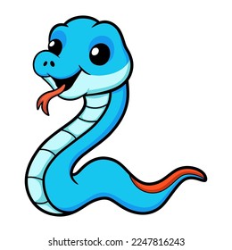 Cute blue snake viper cartoon