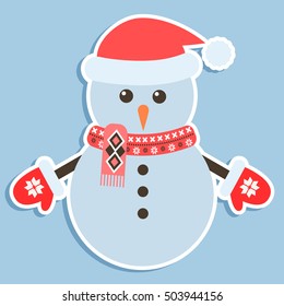Cute blue snowman