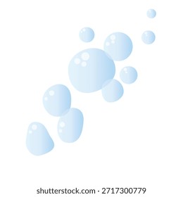 Conjunto de bolhas de sabão azul bonito - Ilustração de vetor de estilo plano