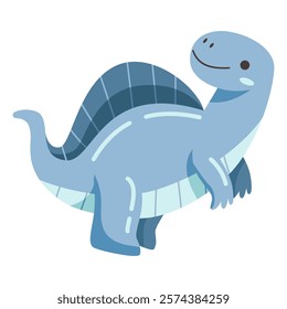 Cute Blue Spinosaurus Character Illustration