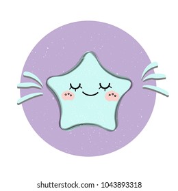 Cute blue star. vector illustration for kids. Print for clothes. Good night theme, baby shower parties, nursery