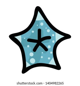 Cute blue starfish set cartoon vector illustration motif set. Hand drawn isolated aquarium invertebrate fauna elements clipart for ocean creature blog, sea life graphic, nautical web buttons.