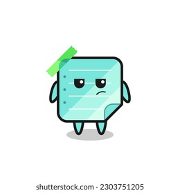 cute blue sticky notes character with suspicious expression , cute style design for t shirt, sticker, logo element