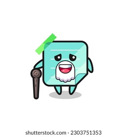 cute blue sticky notes grandpa is holding a stick , cute style design for t shirt, sticker, logo element
