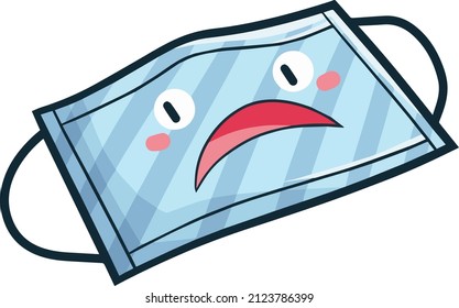 Cute blue stripes facemask with worry expression
