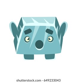 Cute blue surprised rock element. Cartoon emotions character vector Illustration