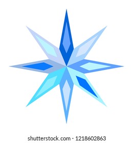 Cute blue symbolic motley snowflake, star. Festive decorations for Christmas and New Year. Eps 10 vector.
