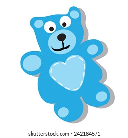 Cute blue teddy bear. 