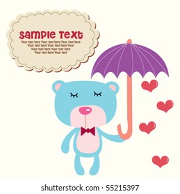 Cute blue teddy with umbrella 7