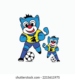 Cute blue tiger mascot vector illustration