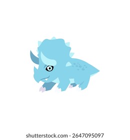 Cute Blue Triceratops Character Illustration