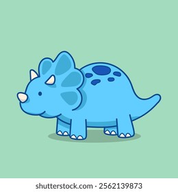 Cute blue triceratops character standing