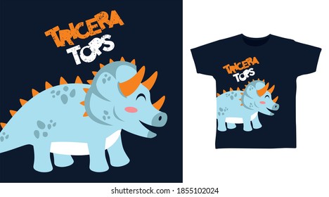 Cute blue triceratops dinosaur cartoon vector illustration design