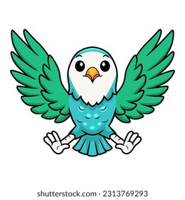 Cute blue turquoise bird cartoon flying