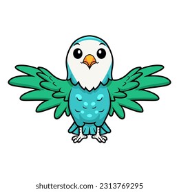 Cute blue turquoise bird cartoon