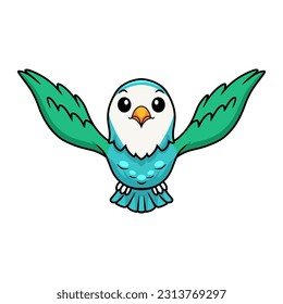 Cute blue turquoise bird cartoon flying