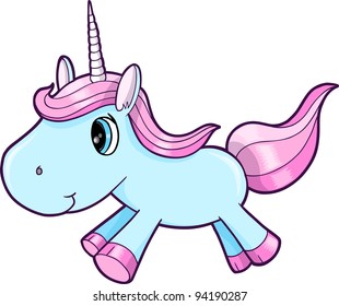 Ilustración de vectores de animales de unicornio azul