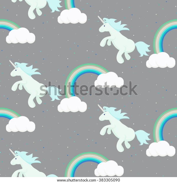 Cute Blue Unicorn Child Seamless Vector Stock Vector (Royalty Free