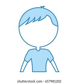 cute blue upper body man cartoon