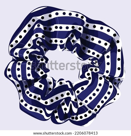 cute blue  vector Hair scrunchie.
