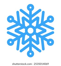 Icono de copo de nieve de Vector azul lindo. Ilustración de dibujos animados de Navidades felices para la invitación de vacaciones de invierno, tarjeta de felicitación, diseño.