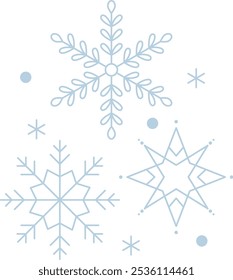 Cute blue Vector Snowflakes composition icon. Merry Christmas Cartoon Illustration for winter holiday invitation, greeting card, design.