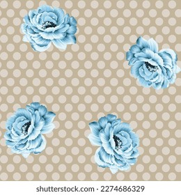 süße blaue Vektorgrafik-Muster auf Retro-Creme-Hintergrund