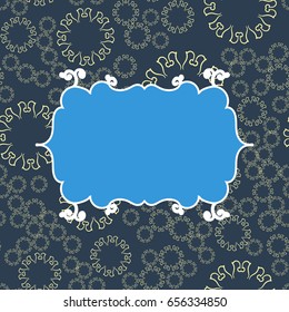 Cute Blue vintage seamless pattern background. Vector illustration endless design. Abstract geometric frame. Stylish decorative label. Geometric ornament. Feminine oriental style