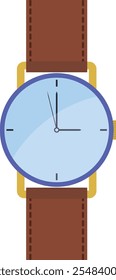 cute blue watch on an elegant brown strap