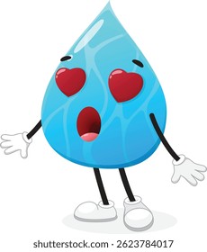 Cute blue water drop cartoon mascot character