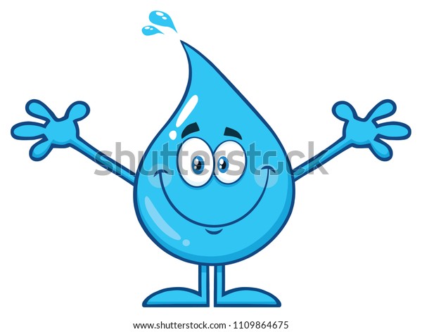 Cute Blue Water Drop Cartoon Mascot Stock Vector (Royalty Free ...