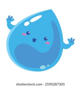 Cute Blue Water Drop Mascot